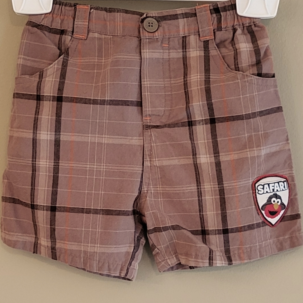 Sesame Street Elmo plaid shorts